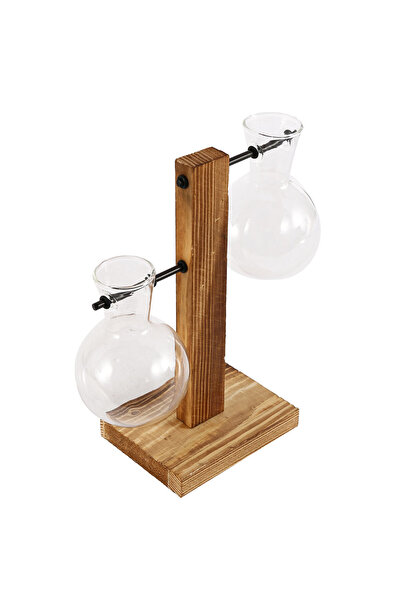 Choice1 Style B Glass Vase Hydroponic Plant Container Desktop Planter Wooden ...