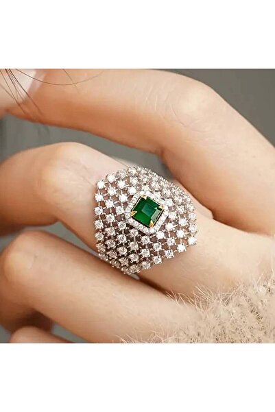 Choice4 6 A436 Huitan Sparkling Women Ring Inlaid Green CZ Hollow Design Fash...