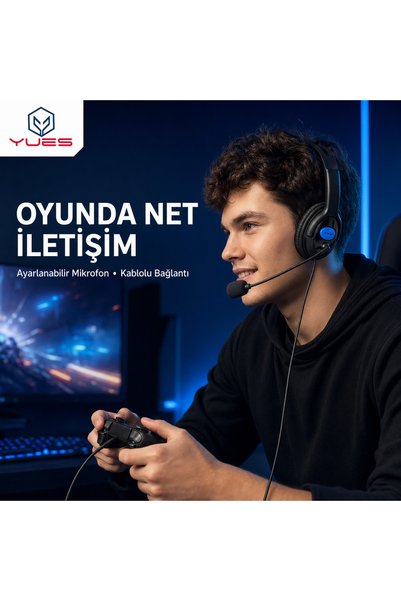 YUES PS5 Mikrofonlu Oyuncu Kulaklığı Gaming Headset, PS5/PS4 • Xbox Series/One • Switch • PC Uyumlu