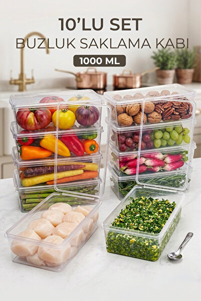 Kitchen Life 10 τεμάχια 1000ml Δοχείο αποθήκευσης σε βαθιά κατάψυξη με καπάκι...