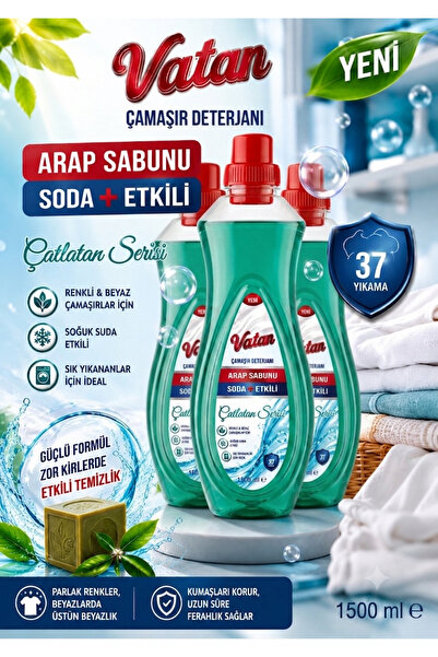 Vatan ÇAMAŞIR DETERJANI ARAPSABUNU ETKİLİ 1500 ML x 3 ADET
