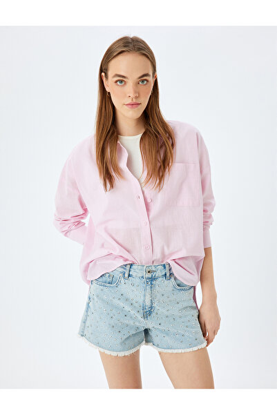 Koton Classic Lapel Button Pocket Detail Long Sleeve Shirt