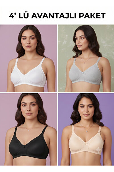 EBRULİ LİNGERİE Combed Cotton Recovery Bra (Advantageous Pack of 4)