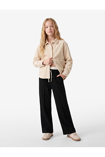 Koton Wide Leg Trousers with Elastic Waist Pockets