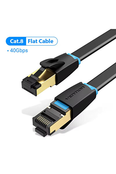 Choice كابل إيثرنت مسطح من مادة PVC بطول متر واحد، من نوع Cat8، يدعم بروتوكول...