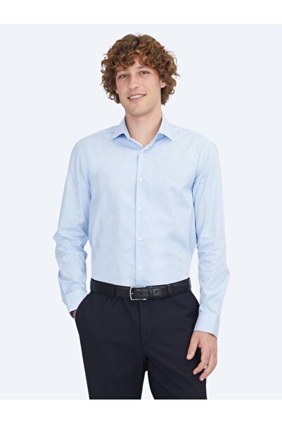 Kip Blue Regular Fit Woven Classic 100% Cotton Shirt