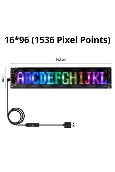 Choice1 شاشة عرض ذكية LED مرنة RGB للسيارات، مزودة بـ 16 × 96 مصباح LED، مقاس...