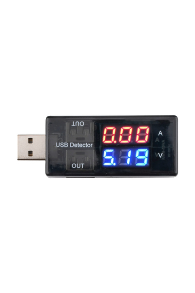 Choice جهاز اختبار شحن بطارية ومقياس فولتية وأمبير ومنفذ USB رقمي مزدوج أسود ...