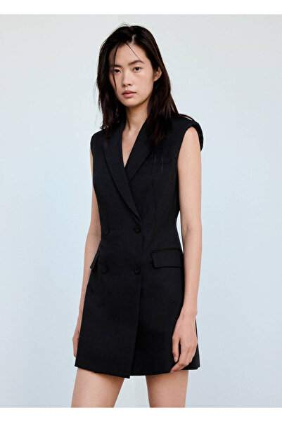 MANGO Woman Pinstriped lapel dress