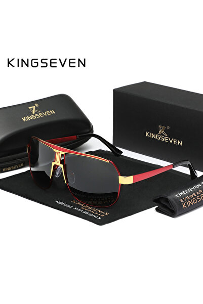 Choice3 Red Gray KINGSEVEN Men Women Polarized Alloy Square Oversized Frame S...