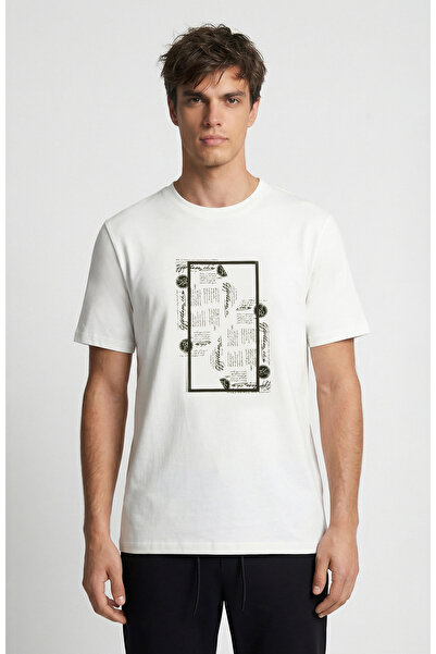 Network Beyaz Mühür Baskı Detaylı T-shirt