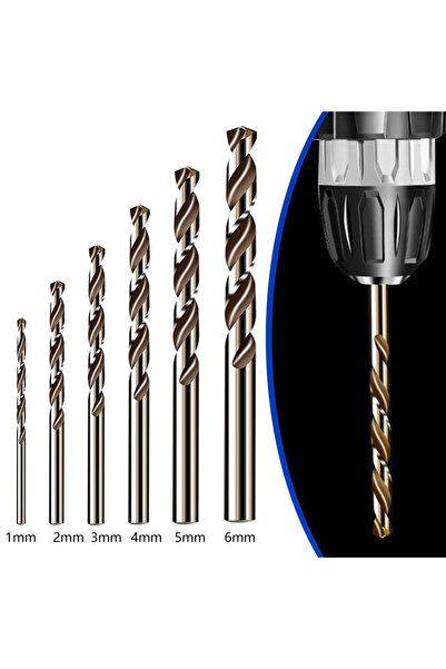 Choice 6Pcs HSS M35 Cobalt Drill Bit 1mm/2mm/3mm/4mm/5mm/6mm Stainless Steel ...