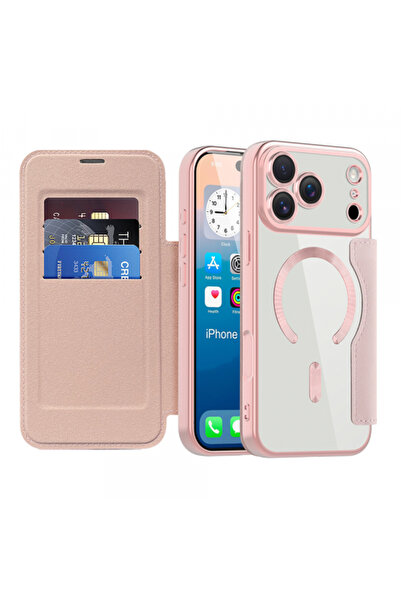 Apple Husa MagSafe pentru iPhone 17 Pro Max, Techsuit, SmartMag Book, Roz