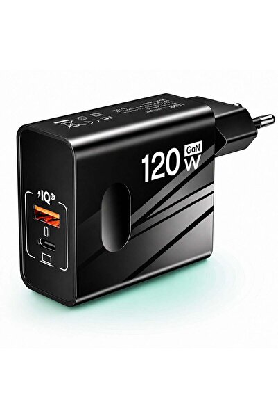 Timebox Încărcător de rețea cu 2 porturi, 120W, încărcare rapidă, 1 x USB C 3...