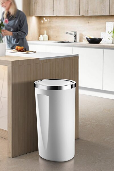 Prima Nova Lenox 35 LT Döner Kapaklı Banyo Mutfak Ofis Çöp Kovası - Beyaz