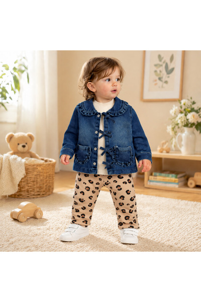 Bebelul Set de 3 piese pentru fete cu jachetă din denim, body și pantaloni cu...