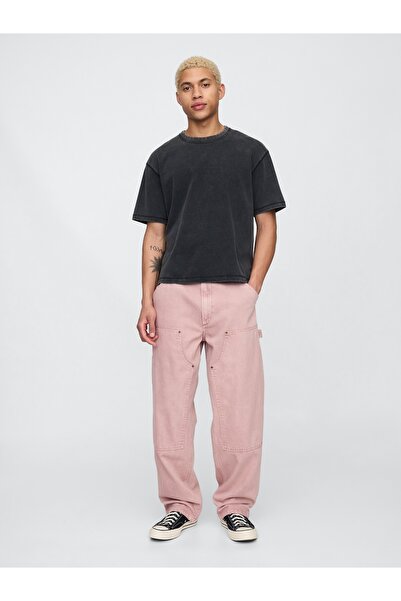 GAP Erkek Pembe UltraSoft Double-Knee Carpenter Baggy Jean Pantolon