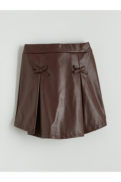 LC Waikiki Two Mt Shop Quality Lcw Kids Brown Faux Leather Plain Short Girls ...