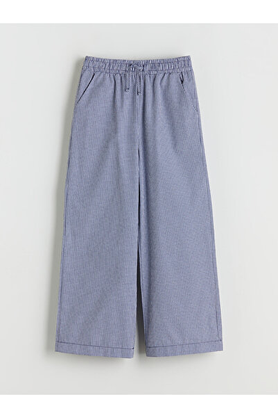 LC Waikiki Nevavm Farkıyla Lcw Kids Navy Blue Plaid Girls' Trousers with Elas...