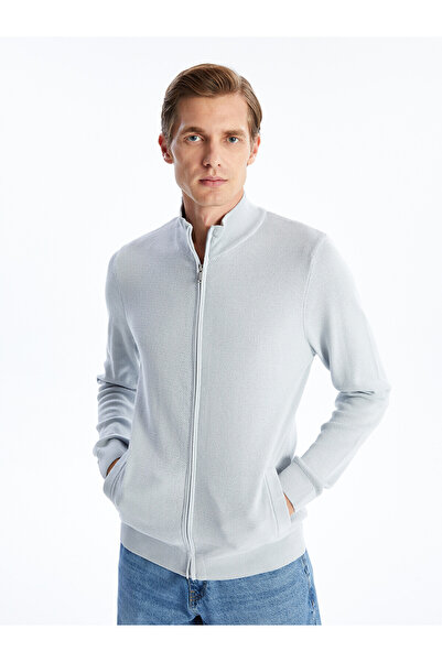 LC Waikiki Nevavm Standard Fit Stand Collar Men's Knitwear Cardigan with a Di...