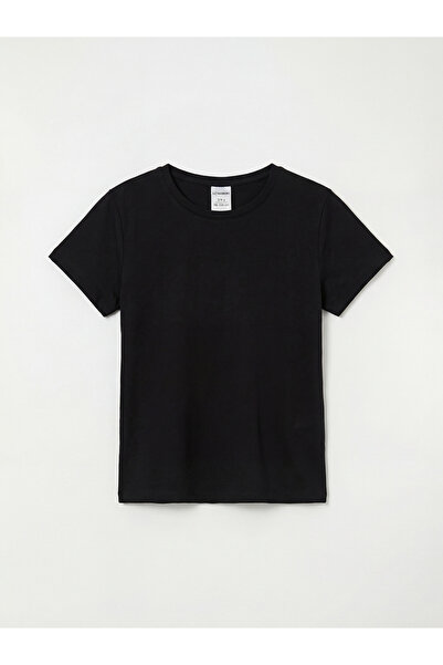LC Waikiki Trendlucky Girls' T-Shirt with Oval Collar and Contrast