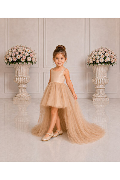 NSMLİFE Rochie de seara pentru fete Suneh, culoare bronz, din tul satinat, cu...