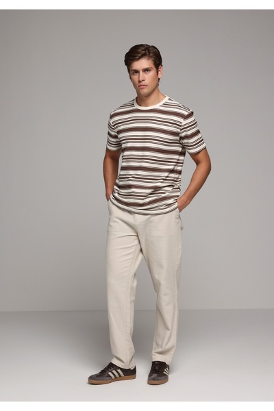 Colin's Pantaloni bej pentru bărbați, cu talie medie, cu picioare drepte