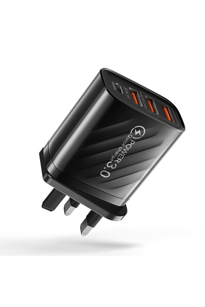 Choice شاحن سريع USB أسود اللون بقوة 48 واط بتقنية PD، مزود بثلاثة منافذ USB-...