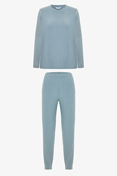 Penti Gri Chill Time Kayık Yaka Termal Etkili Pijama Takımı