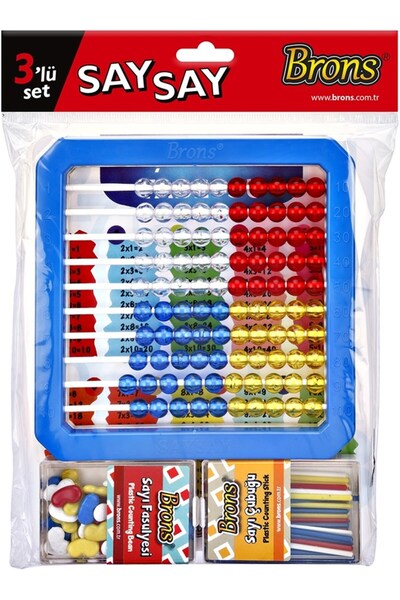 KARSLIOĞLU Brons 3-Piece Counting Set (Mihsap, Counting Stick and Counting Be...