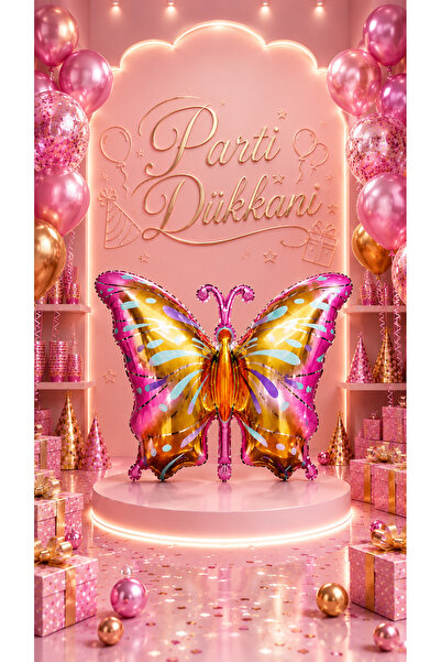 Parti Dükkanı Colorful Butterfly Foil Balloon 80 X 50 cm Helium Compatible Bi...