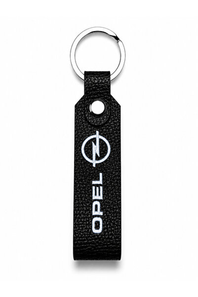 DOCCES Opel Logo Printed Black Faux Leather Keychain