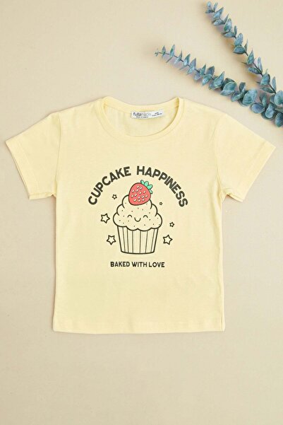 Fulla Moda Cupcake Happiness Baskılı Kız Çocuk Tişört