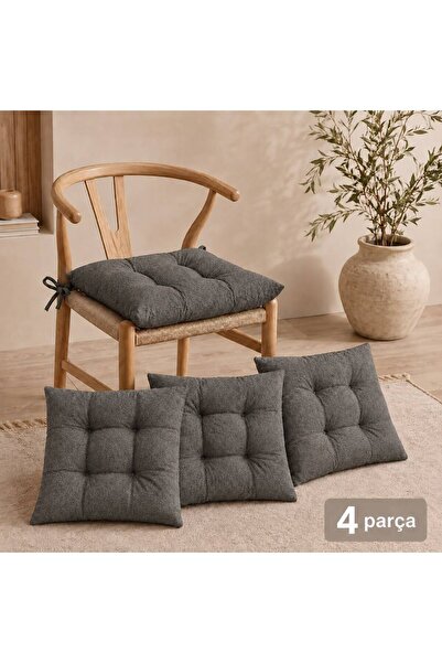 LemonBloom Pofidik 4-Piece Chair Cushion 40X40 cm Anthracite Stitched and Lac...
