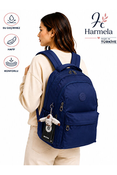 Harmela Navy Blue Unisex Water Resistant School Bag Bts-2500 School Backpack