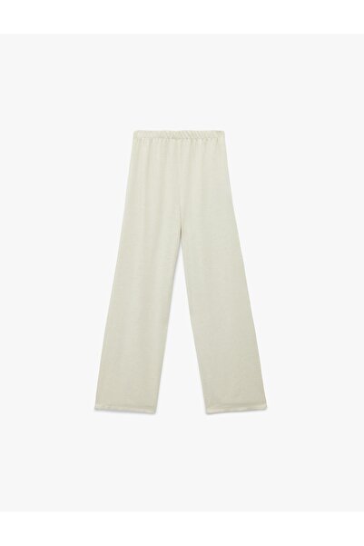 Koton Linen and Viscose Blend Wide-Legged Pants with Tie Waist