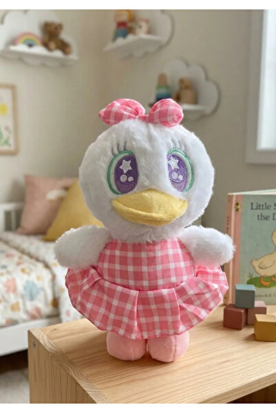 Kayra Toy Plush Cute Sleeping Companion Duck in Pink Dress 25 cm