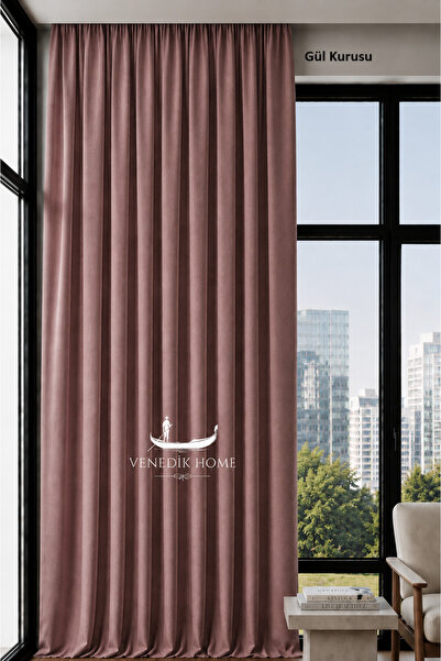 venedik home Κουρτίνα φόντου από λινό Milas σε χρώμα Dusty Rose (ΧΩΡΙΣ ΠΙΛΕΣ)...