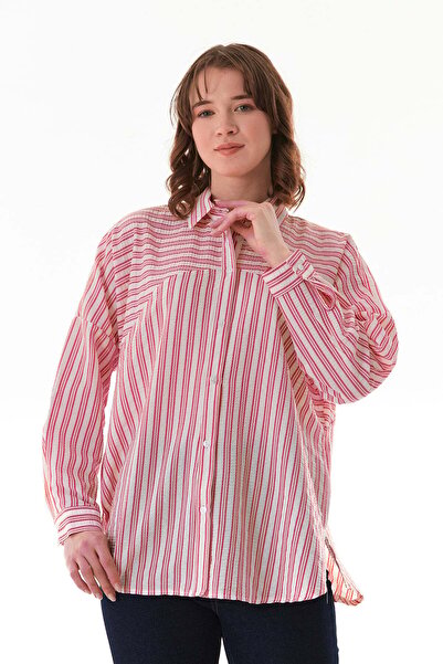 Fulla Moda Cămașă oversize cu dungi