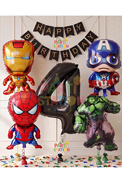 Parti Station Avengers Concept 4 Year Old Balloon Set Avengers Hulk Iron Man ...