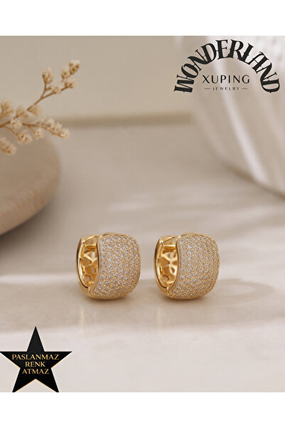 XUPING JEWELRY Zarif Kadın Küpe - 14K Altın Renginde - Turbanli Kullanima Uyg...