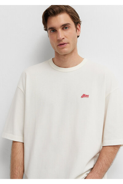Mavi Logo Printed Ecru T-Shirt Oversize / Wide Cut 0613503-70057
