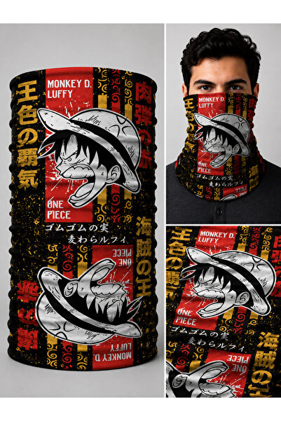 FG KONNİCHİWA One Piece Printed Bandana Anime Face Mask and Neck Gaiter and D...