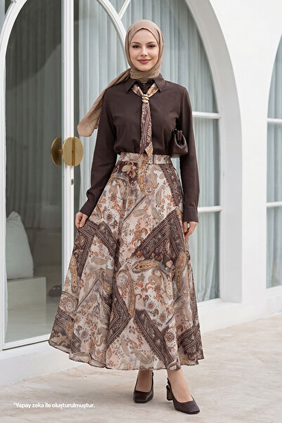 InStyle Σετ Yoryo σε καφέ απόχρωση με φουλάρι