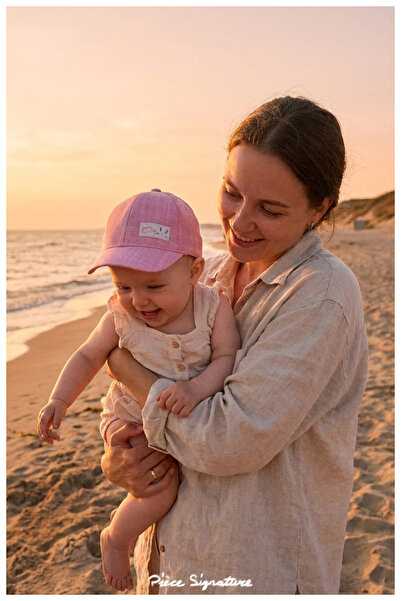 PIECE SIGNATURE (0-18 Months) Baby Girl Daily Hat - Linen Textured, Anti-Swea...