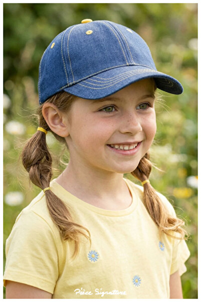 PIECE SIGNATURE 100% Cotton, for Children, Colorful Buttoned Denim Sun Hat (A...