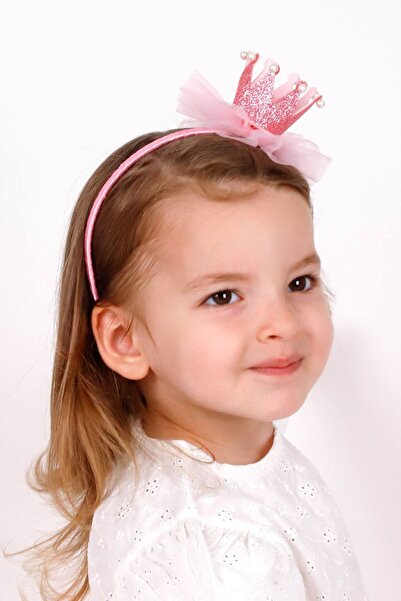 Le Mabelle Pink Pearled Queen Tulle Girl's Crown