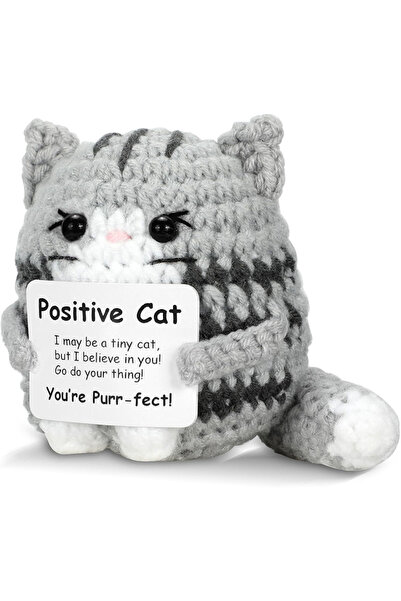 Choice Positive Cat Positive Crochet Potato Animal with Positive Message, Emo...