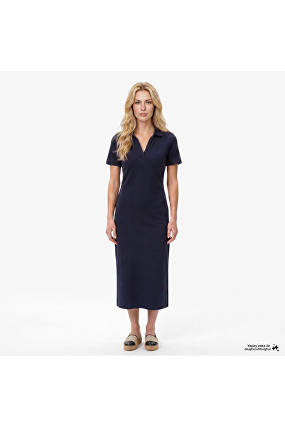 Nautica Kadın Lacivert Slim Fit Kısa Kollu Elbise