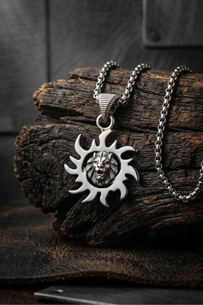 Begondio Biohazard with Lion Handcrafted Stainless Steel Chain Men Necklace
